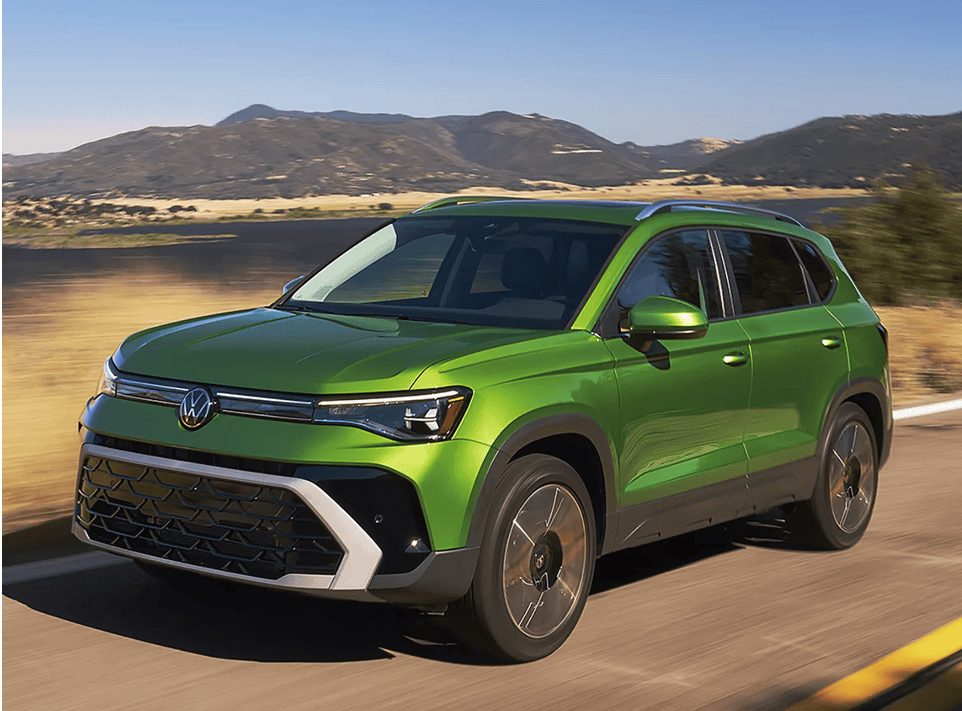 2025 Volkswagen Taos on a winding road